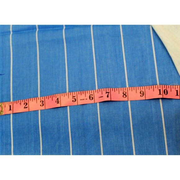 1 yd Vtg 1980s Blue Striped Cotton Fabric Beach Island Flowers Boats Purple 45" - Picture 9 of 9